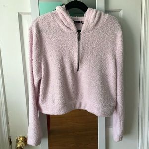 Urban Outfitters fuzzy light pink quarter zip